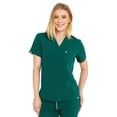 thumbnail image 1 of Mediclo Women's Medical Scrub Top - Sal Essential Eco Friendly Sustainable FYSEL Fabric V-Neck Chest Pocket Shirt Workwear Hunter Green FT3085RHGR04 S, 1 of 7