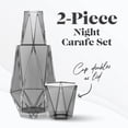 thumbnail image 2 of American Atelier 37 oz Modern Geometric Bedside Carafe & Cup Set – 9" Glass Water Carafe with Lid for Nightstand, Office, Guest Room, Hydration, Juice & Mouthwash Storage, Stylish Drinkware (Grey), 2 of 7