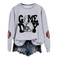 thumbnail image 5 of Women'S Pullover Sweatshirt Women'S Long Sleeve Pullover Sweatshirt Football Print Casual Crewneck Top For Games And Everyday Wear Light Gray XXL, 5 of 5