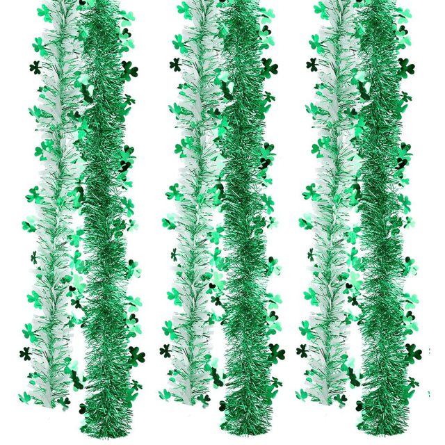 LUOZZY St. Patrick’s Day Fringe Curtains – Shamrock Foil Streamers For Party Decor