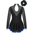 thumbnail image 2 of Alvivi Girls Sparkly Figure Skating Dance Dress Long Sleeve Tutu Skirted Leotard with Hair Band Royal Blue 6, 2 of 7