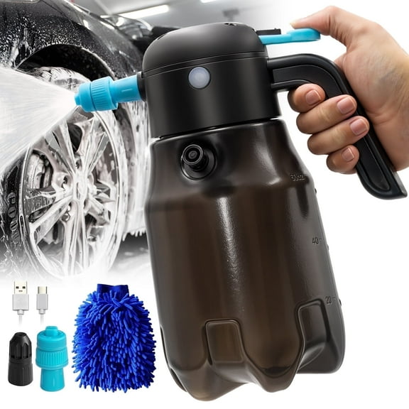 SideKing Electric Foam Sprayer, Car Wash Foam Sprayer,60PSI, 68oz/2L Cordless, Rechargeable 4000mAh Battery Foam Blaster for Car Detailing, Garden, RV with Adjustable Nozzles