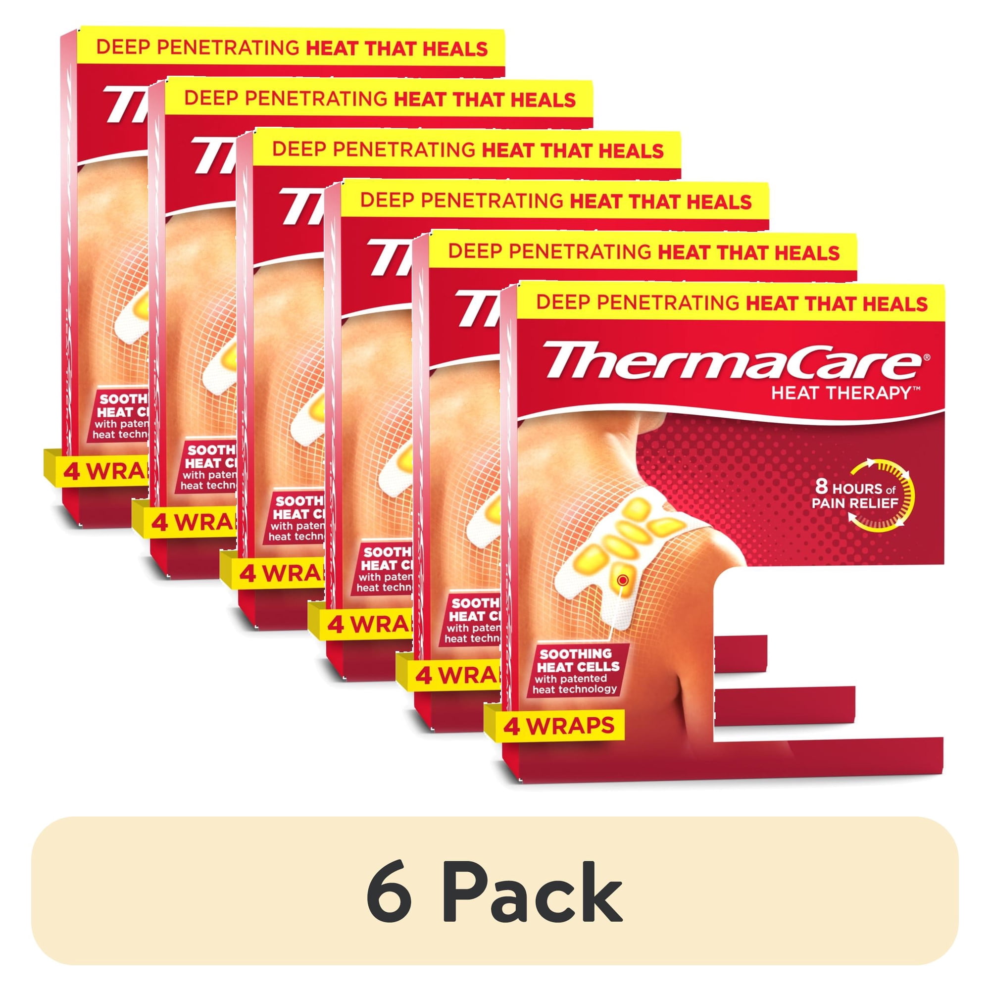 (6 pack) ThermaCare Joint Pain Therapy Heat Wraps, 4 Count, Pain Relief Patches