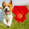 thumbnail image 3 of SPRING PARK Chinese Style Festive Design Warm Fur Cat Dog Bowtie Decor Collar Neck Strap Scarf Pet Supplies, 3 of 7