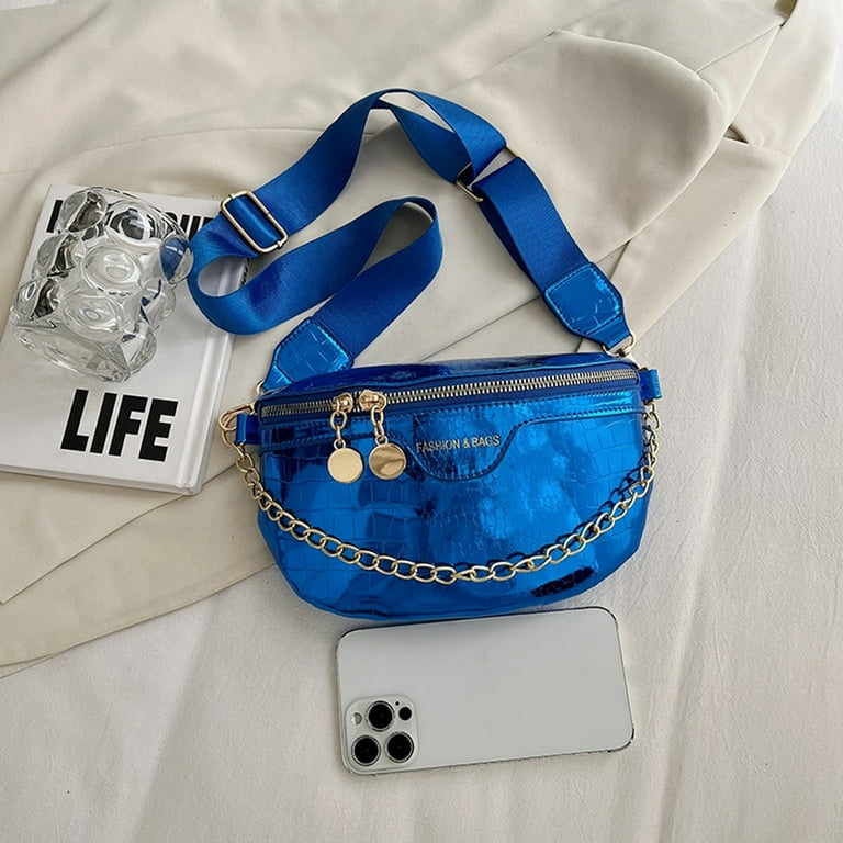 Women Fashion Waist Bags Diamond Lattice Shoulder Bag PU Leather Chest Belt  Bag Small Crossbody Sling Bag for Stylish Waist Pack