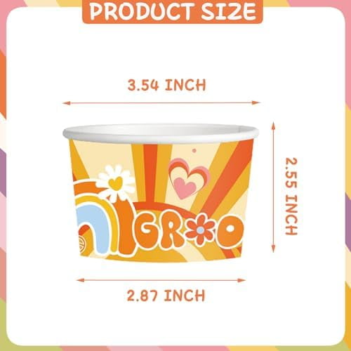 40 Pcs Groovy Snack Cups, Groovy Ice Cream Cups, Retro Hippie Birthday Decorations Supplies, Hippie Boho Bowl for Baby Bridal Shower Girls Birthday Party Favors$$Home Decor, Kitchen, & Other
