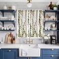 thumbnail image 2 of Green Pink Weeping Eucalyptus Kitchen Curtains Window Panels, Spring Summer Farmhouse Leaves Insulated Window Treatment Curtain, Grommet Curtains for Bedroom/Living Room/Bathroom, 2 Piece 42"Wx63"L, 2 of 8