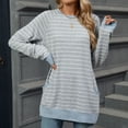 thumbnail image 4 of 2DXuixsh Chandails en Molleton Femmes Automne Hiver Contraste Col Rond Manches Longues Poche Chandail en Molleton T-Shirt Femmes Basique Léger Chandail Haut Gris Clair Taille g, 4 of 7