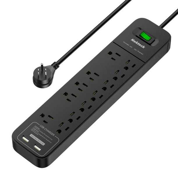 Nekteck Power Strip Surge Protector with 2 USB Ports and 12 AC Outlets
