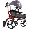 Hugo Explore Side-Fold Rollator Walker with Seat, Backrest and Folding Basket, Cranberry
