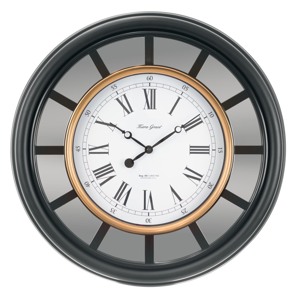 kieragrace KG Milan Oversized Wall Clock with Mirror Accent, 22