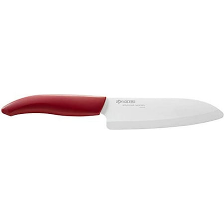 

Kyocera Advanced Ceramic Revolution Series 5-1/2-inch Santoku Knife Red Handle White Blade