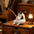 thumbnail image 6 of Sitting Cat Figurine, 1.18" Miniature Orange Cat with Fishing Rod, PVC Collectible Ornament for Desk Shelf Terrarium, 6 of 8
