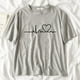 thumbnail image 4 of Camiseta negra de latido del corazón para mujer, Tops gráficos de estilo coreano Harajuku de los años 90 para mujer, camiseta Kawaii Y2K para mujer, envío directo, 2022, 4 of 4