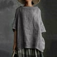 thumbnail image 2 of Yuncity Linen Shirts For Women Cotton Solid Color Loose T-Shirt S-2Xl, 2 of 4