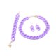 thumbnail image 3 of Conjunto de collar, pulsera y pendientes de cadena gruesa de moda, joyería exagerada, cadena de eslabones de acrílico mate con cierre resistente para Púrpura, 3 of 9