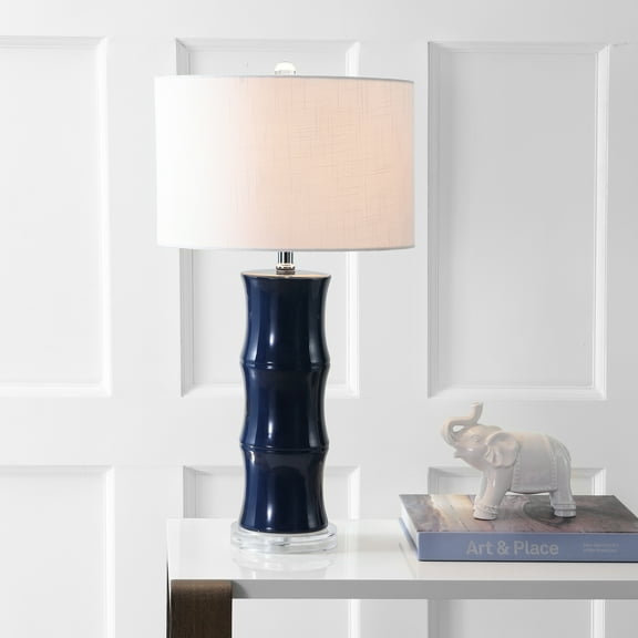 JONATHAN Y Tiki 26.5" Ceramic LED Table Lamp, Navy, JYL3015A