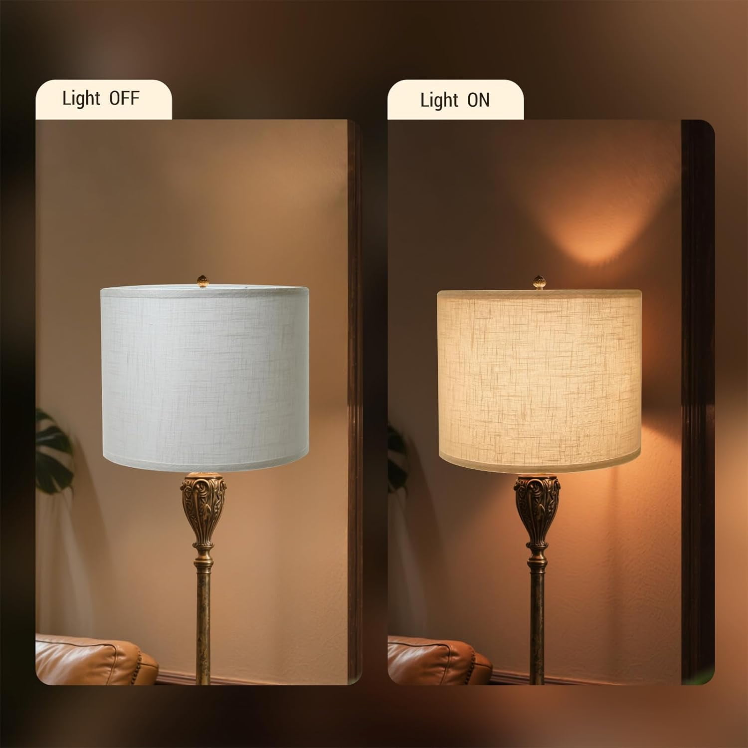 Drum Lamp Shades Set of 2, White Large Lampshades 15" Top X 15" Bottom X 12" Height, Large Lampshades Spider Fitter, Natural Linen Lamp Shade, Easy Assembly Required with 2 Lampshade Holders