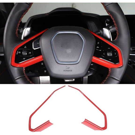 TINKI Steering Wheel Button Frame Cover Fit for Chevrolet Corvette C8 Stingray 2020-2023, ABS Car Steering Wheel Panel Protection Frame Molding Sticker Trim