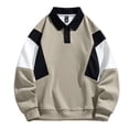 thumbnail image 3 of Male Autumn And Winter Thickened Lapel Sweatshirt Jacket Casual Trendy Color Blocked Half Cardigan Long Sleeved Shirt Sweatshirt Jacket, 3 of 7