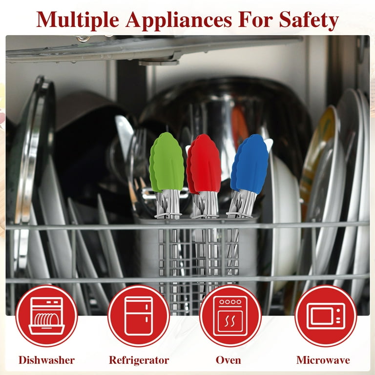 AOWOO Mini Serving Tongs, 6-Pack, 7 in, Multicolor photo 5