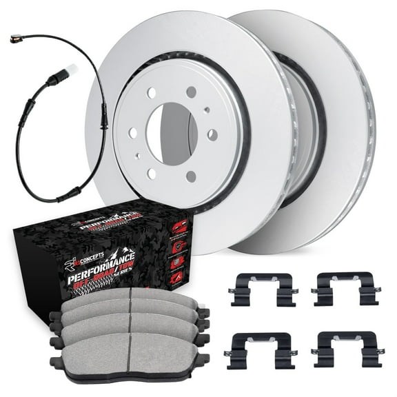 R1 Concepts Carbon Coated Disc Brake Rotor Set with Off-Road/Tow Brake Pads, Sensor, and Hardware WDVS1-47001