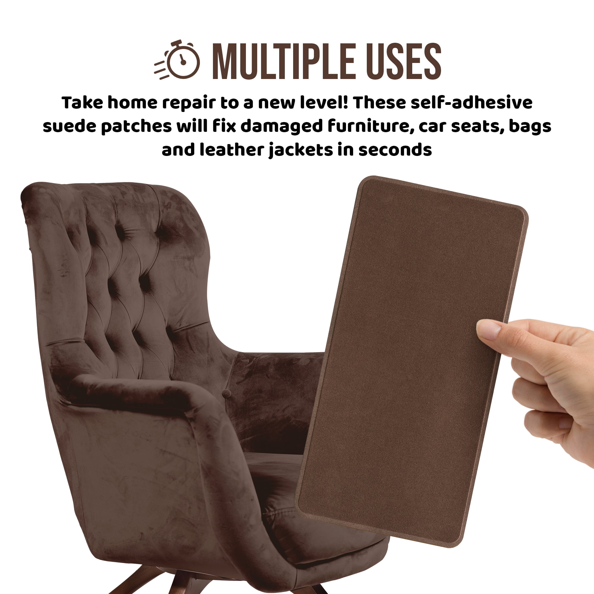 Instant MastaPlasta Suede Premium Repair Patch. Tan Suede 8in x 4in /20cm x 10cm. Premium Self-Adhesive Suede Upholstery Patches for Sofas, Car Interiors, Bags, Shoes & More