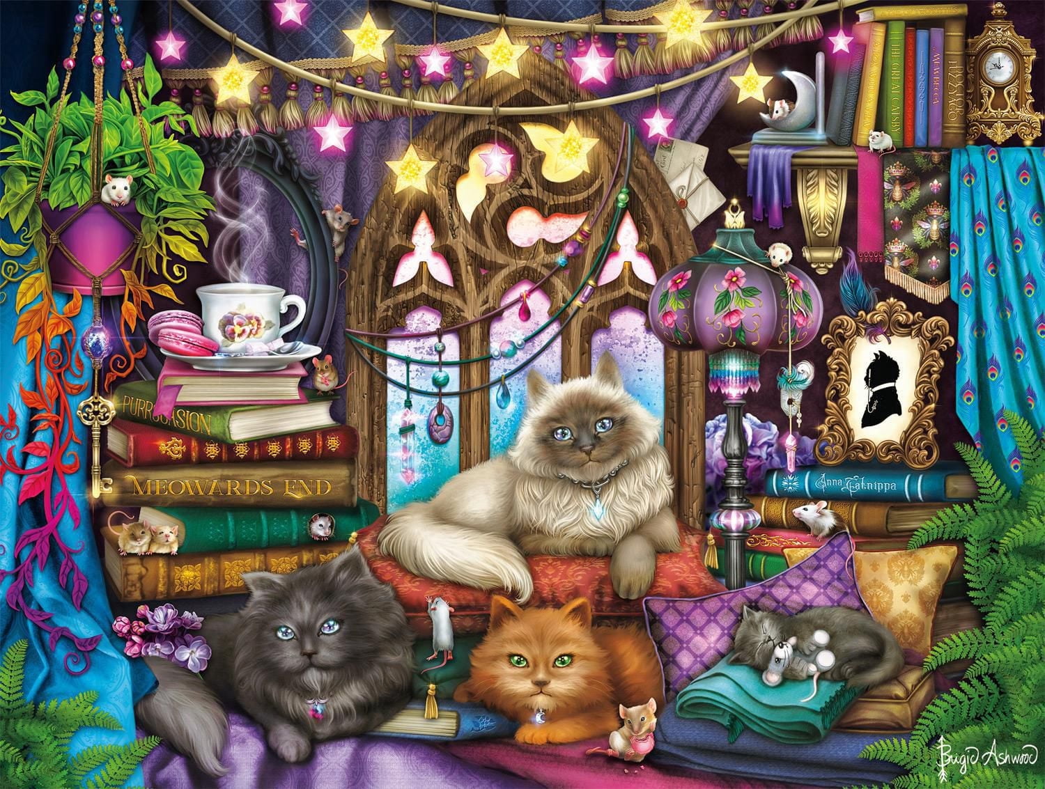 Buffalo Games Cats Series Evening Tea and Tales 750 Piece Jigsaw Puzzle