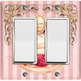 thumbnail image 1 of Metal Light Switch Plate Cover Elegant Pastel Pink Cake Striped Wallpaper CAK048, 1 of 13