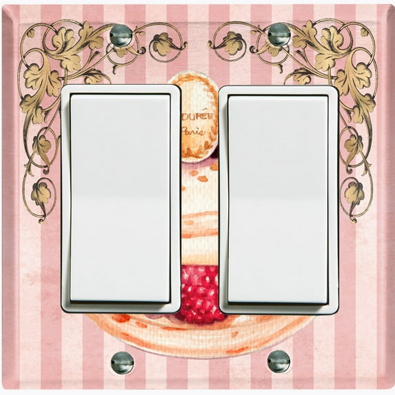 Metal Light Switch Plate Cover Elegant Pastel Pink Cake Striped Wallpaper CAK048