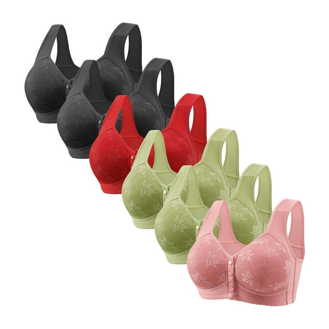 Posijego Womens Front Closure Bra Breathable Support Bra Women's Full Coverage Push up Everyday Bra 6 Pack