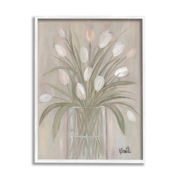 Stupell Industries White Tulip Flowers Glass Jar Classic Still Life, 24 x 30, Design by Kate Sherrill