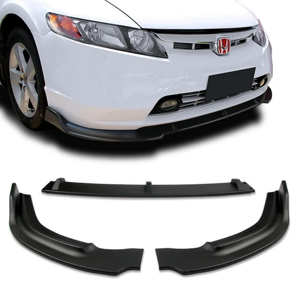 Q1-Tech Front Bumper Lip fit for compatible with 2006-2008 Honda Civic 4 DOORSedan, Front Bumper Lip Spoiler Air Chin Body Kit Splitter Unpainted Matt Black ABS, 2007 (CS-Style)