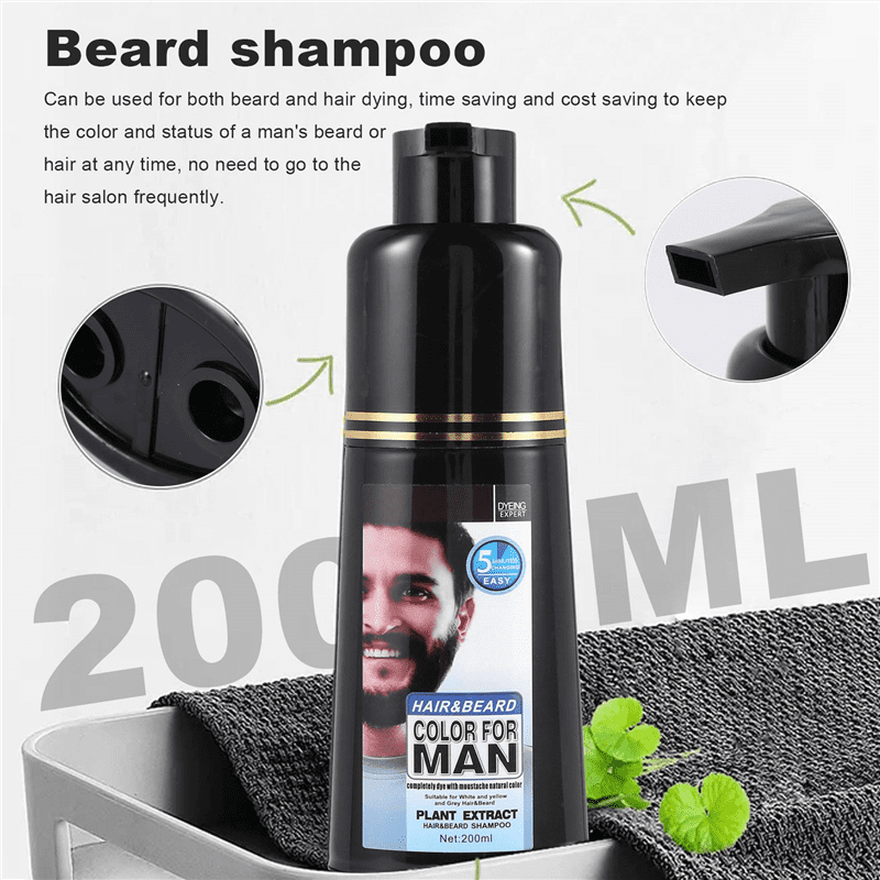 Permanent Beard Dye Shampoo for Men Beard Dying Removal White Grey