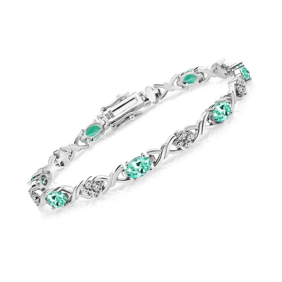 Gem Stone King 925 Sterling Silver Blue Apatite Tennis Bracelet for Women (4.19 Cttw, Gemstone Birthstone, Oval 6X4MM, 7 inch)