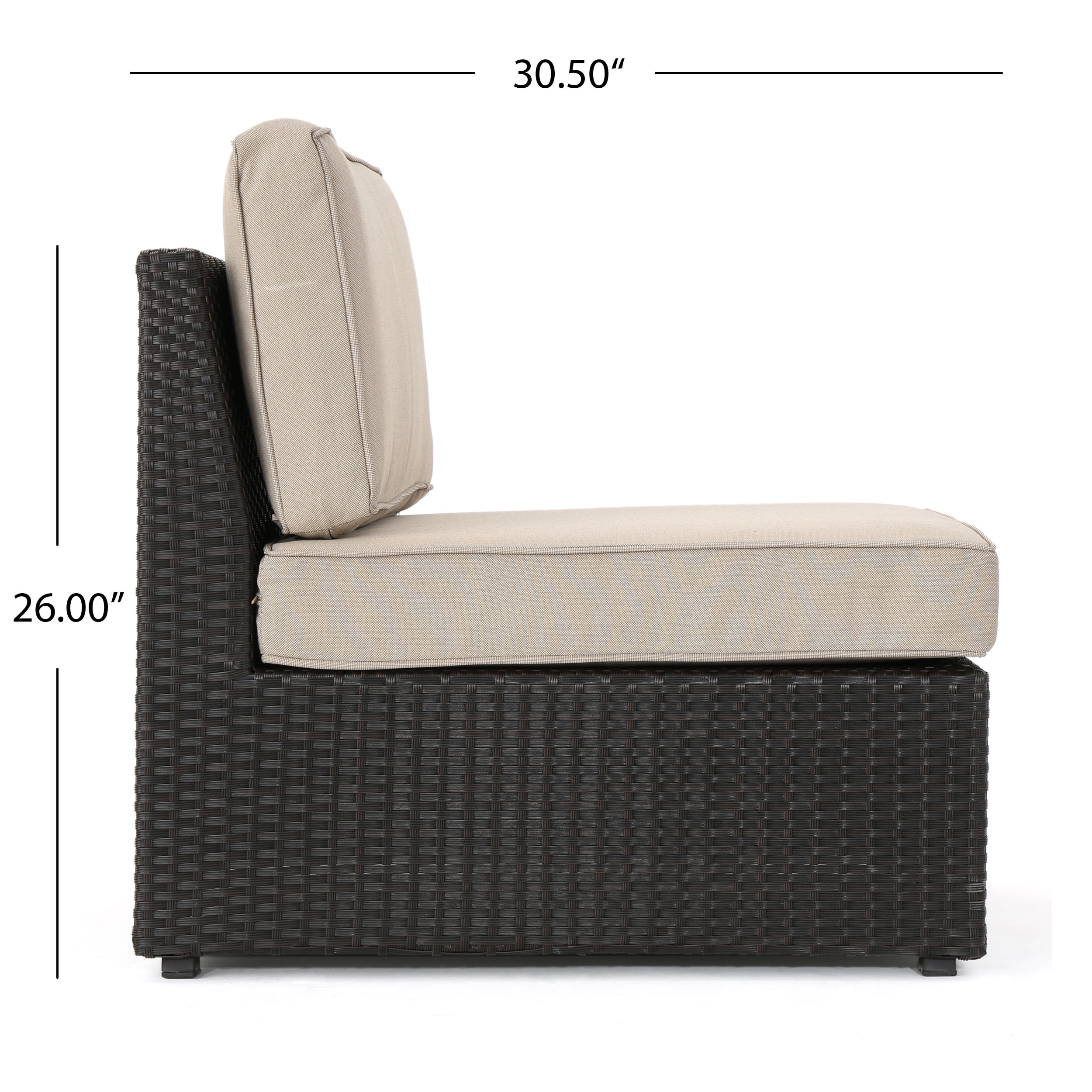 Outdoor 6 Piece Brown Wicker Sofa Sectional Set