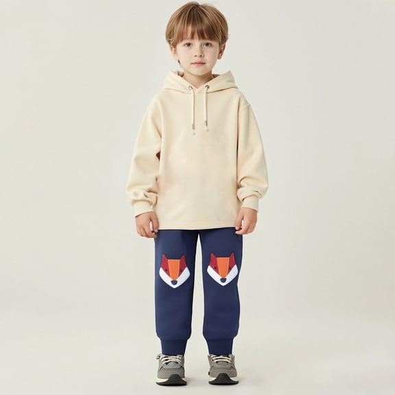CUZIBR Kids Baggy Sweatpants Boys Athletic Joggers Pants With Pocket Cartoon Embroidery Drawstring Elastic Waist Cool Workout Active Trousers,Dark Blue,9-10 Years