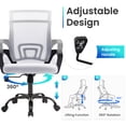 thumbnail image 6 of JONPONY Ergonomic Office Chair，Swivel Desk Chair with Lumbar Support, Adjustable Height with Armrests for Adults,White, 6 of 13