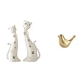 thumbnail image 1 of Figura de gato,Esculturas de gatos de pareja,figura decorativa de gato,Esculturas de parejas de gatos graciosos,estatuas de gatos pulidas,Figura de pájaro,Figura de pájaro dorado,decoración, 1 of 8