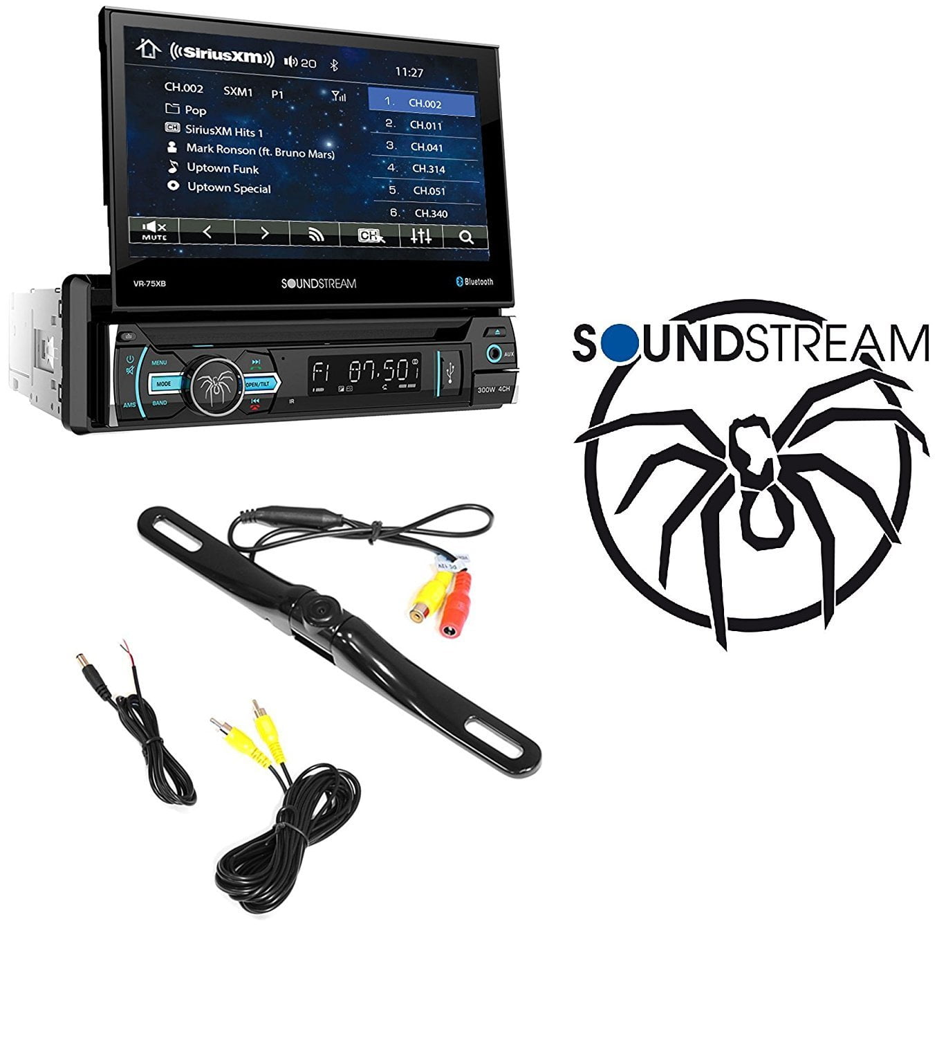 SOUNDSTREAM VR75XB CAR 1DIN DVD CD BLUETOOTH STEREO W/ MOTORIZED 7