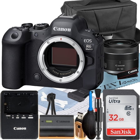 Canon EOS R6 Mark II Mirrorless Camera with RF 24-50mm Lens + SanDisk 32GB Memory Card + Case + ZeeTech Accessory Bundle