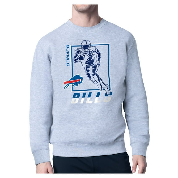 Men's Starter Heather Gray Buffalo Bills Player Grid Pullover Sweatshirt