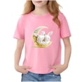 thumbnail image 2 of Spazoro Girls T-Shirts Tee, Crew Neck Cute Print Short Sleeve 100%Cotton Casual Tops for Kids Pink Size 2, 2 of 6