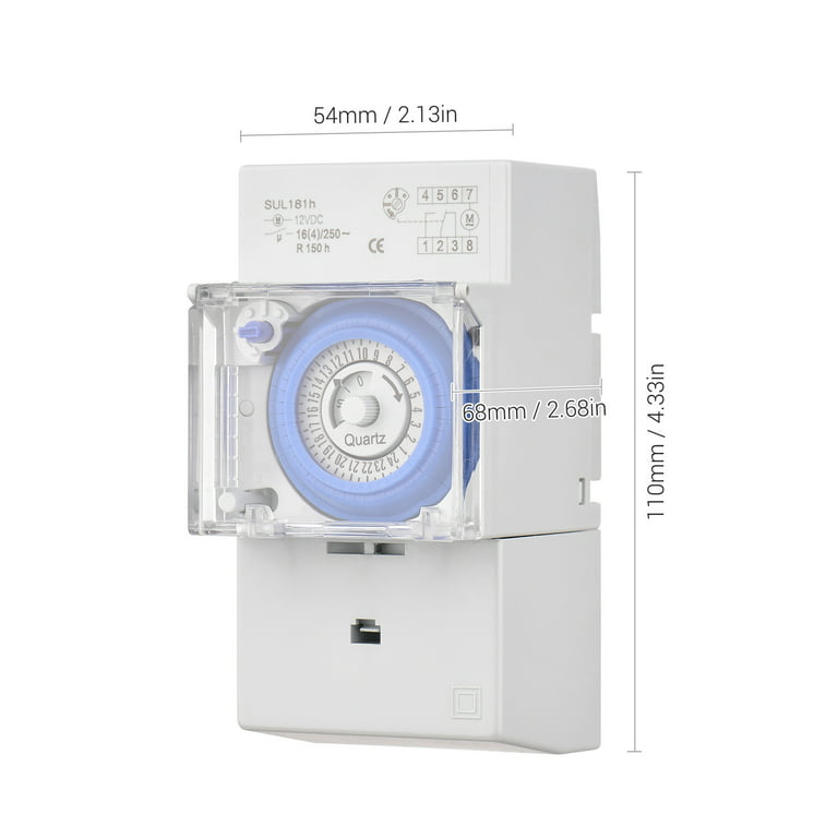 Mechanical 24 Hours Timer Switch DC 30 Minutes Interval 48 Times ON/ OFF Programmable Timer DIN Rail Installation Relay Switch - Walmart.com