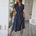 thumbnail image 6 of Blue Dress With Belted Waist And Short Sleeves, 6 of 30