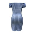thumbnail image 6 of Summer Dresses for Women Short Sleeve Buttocks Shoulder Plaid Casual Dress, 6 of 6