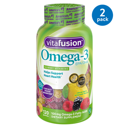 - (2 pack) Vitafusion Omega-3 Gummy Vitamins, Berry Lemonade, 120 ct