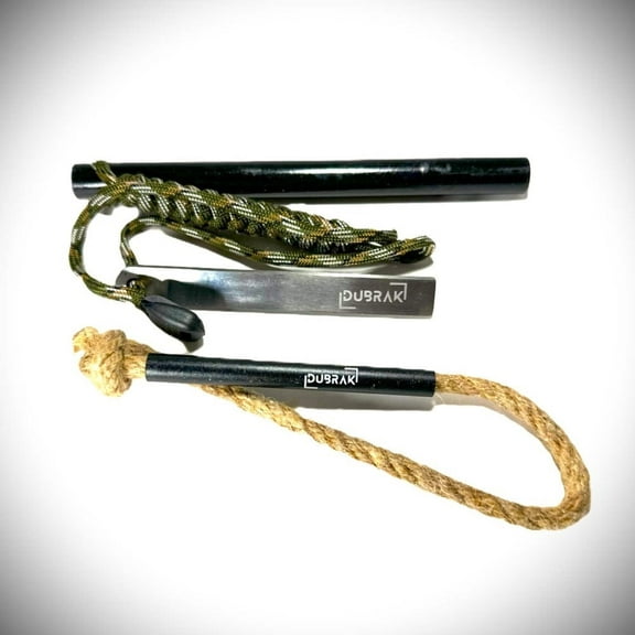 Dubrak Ferro Rod Fire Starter - 6" x 1/2" with Striker and Tinder Rope
