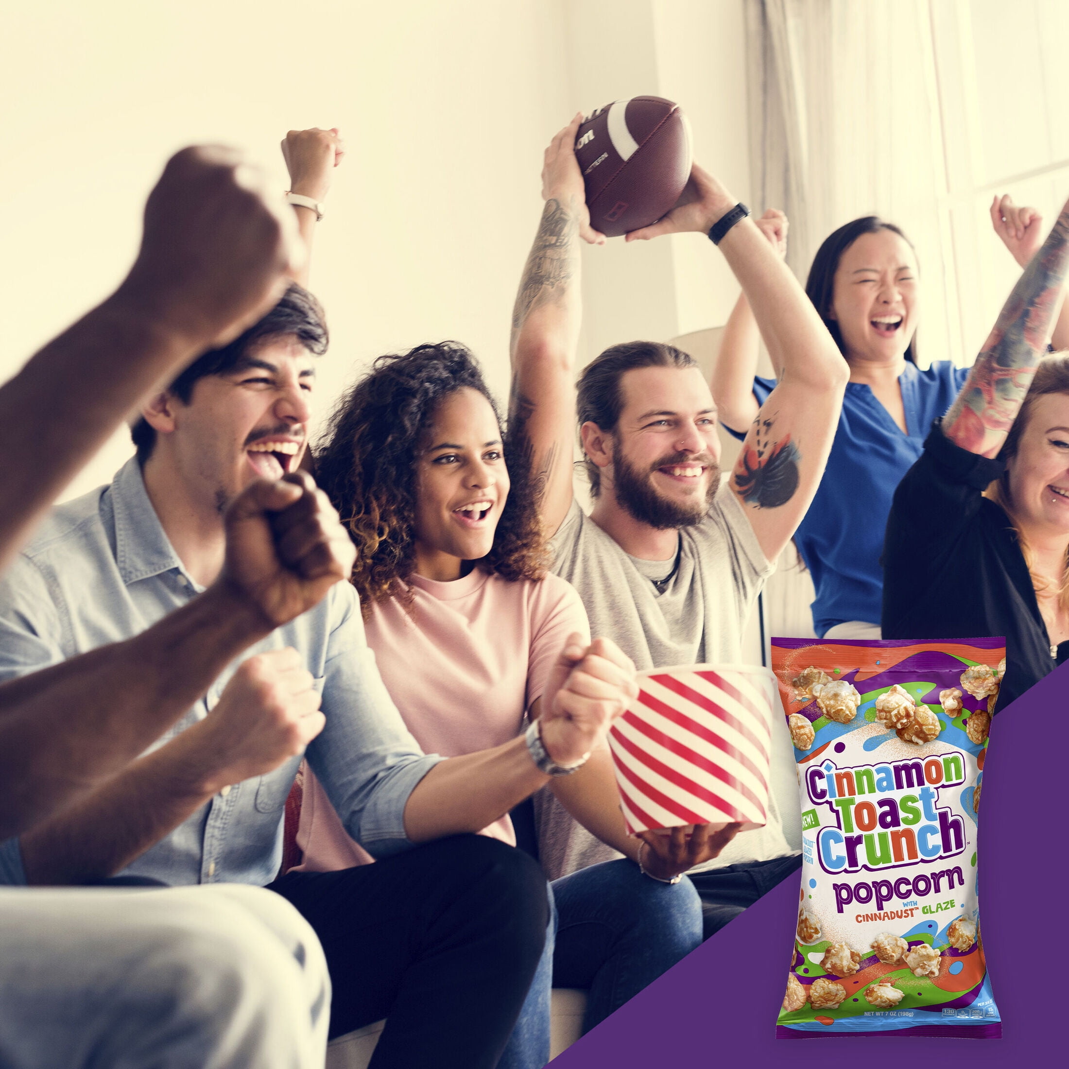 (3 pack) Cinnamon Toast Crunch Popcorn Snack, Cinnadust Glaze, 7 oz