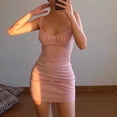 thumbnail image 4 of Women Dresses Sleeveless Dresses Sexy Solid Sling Fashion Dresses Pink Trendy Skirt Size S, 4 of 7